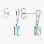 Genuine Blue Aquamarine Sterling Silver Drop Earrings
