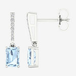 Genuine Blue Aquamarine Sterling Silver Drop Earrings