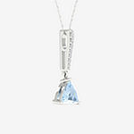 Womens Genuine Blue Aquamarine Sterling Silver Pendant Necklace