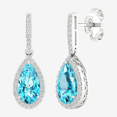 Genuine Blue Topaz Sterling Silver Drop Earrings