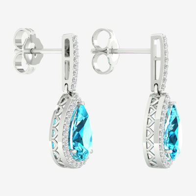 Genuine Blue Topaz Sterling Silver Drop Earrings