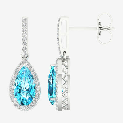 Genuine Blue Topaz Sterling Silver Drop Earrings