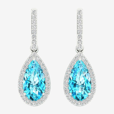 Genuine Blue Topaz Sterling Silver Drop Earrings