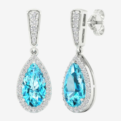 Genuine Blue Topaz Sterling Silver Drop Earrings