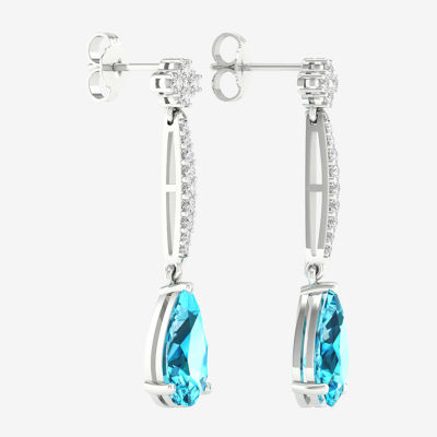 Genuine Blue Topaz Sterling Silver Drop Earrings