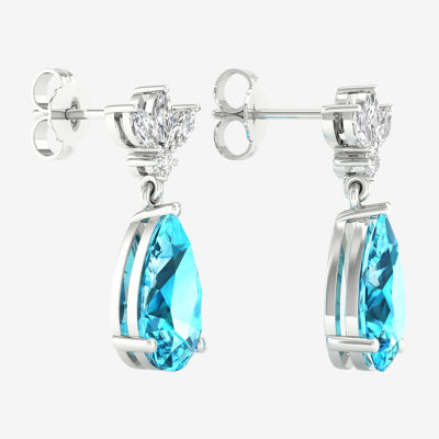 Genuine Blue Topaz Sterling Silver Drop Earrings