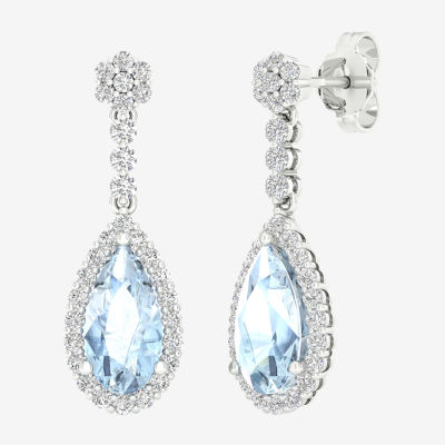 Genuine Blue Topaz Sterling Silver Drop Earrings