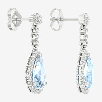 Genuine Blue Topaz Sterling Silver Drop Earrings