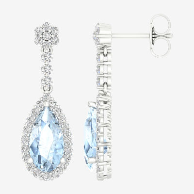 Genuine Blue Topaz Sterling Silver Drop Earrings