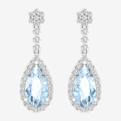 Genuine Blue Topaz Sterling Silver Drop Earrings