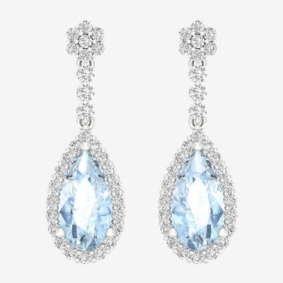 Genuine Blue Topaz Sterling Silver Drop Earrings