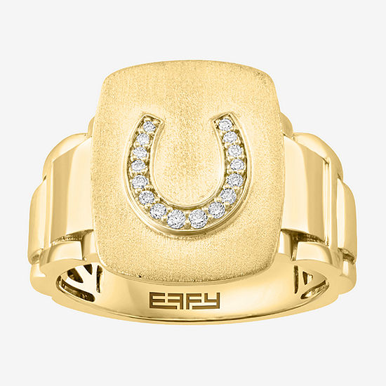 Effy  Horseshoe Mens 1/10 CT. T.W. Mined White Diamond 14K Gold Fashion Ring