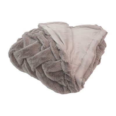 Modern Threads Braided Faux Fur Reversible Midweight Throw