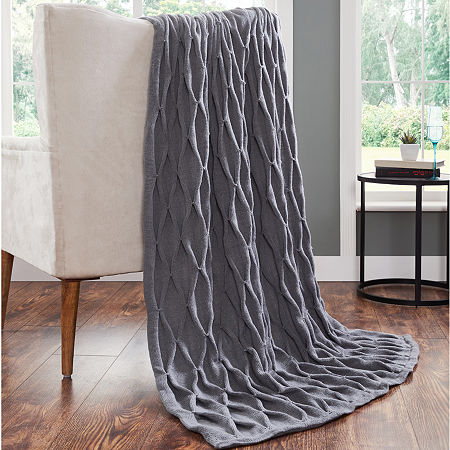 Modern Threads Acrylic Embellished Samira Reversible Midweight Throw, One Size, Gray