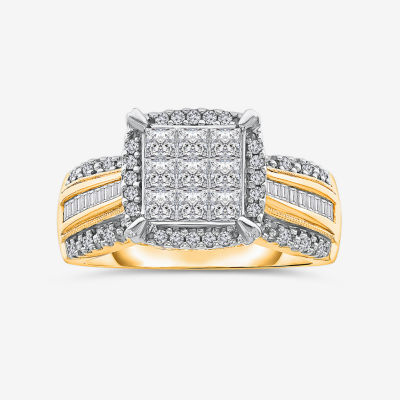 Womens 1 CT. T.W. Natural White Diamond 14K Gold Engagement Ring