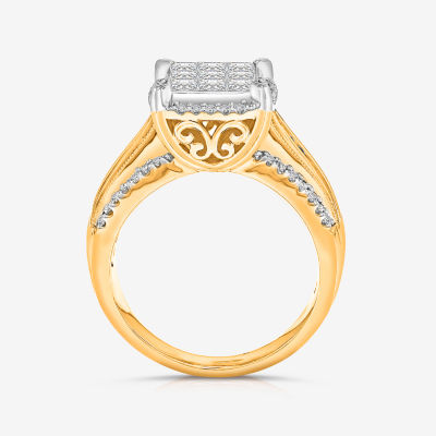 Womens 1 CT. T.W. Natural White Diamond 14K Gold Engagement Ring