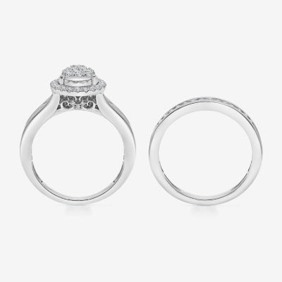 (I / I1) Womens 1 CT. T.W. Lab Grown White Diamond 10K Gold Pear Bridal Set