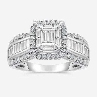 (I / I1) Womens 1 CT. T.W. Lab Grown White Diamond 10K Gold Halo Engagement Ring