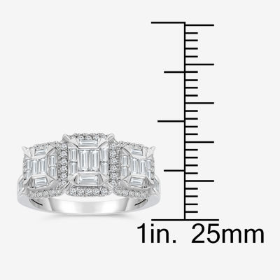 (I / I1) Womens 1 CT. T.W. Lab Grown White Diamond 10K Gold 3-Stone Engagement Ring
