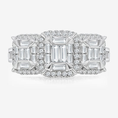 (I / I1) Womens 1 CT. T.W. Lab Grown White Diamond 10K Gold 3-Stone Engagement Ring