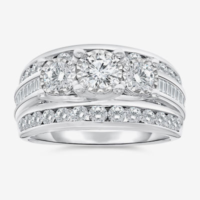 10K White Gold Diamond Jewelry-2-Stone Rings-Ladies' Rings