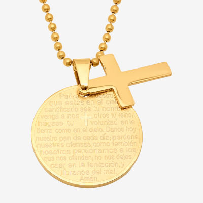 Steeltime Mens 18K Gold Over Stainless Steel Pendant Necklaces