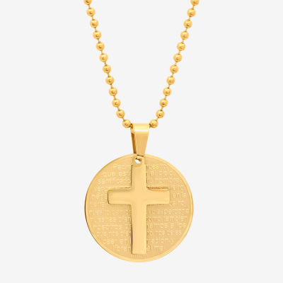 Steeltime Mens 18K Gold Over Stainless Steel Pendant Necklaces