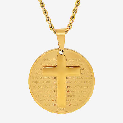 Steeltime Mens 18K Gold Over Stainless Steel Pendant Necklace