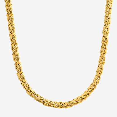 Steeltime 18K Gold Over Stainless Steel 24 Inch Solid Singapore Chain Necklace
