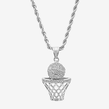 Steeltime Basketball Mens 2 1/4 CT. T.W. White Cubic Zirconia 18K Gold Over  Stainless Steel Pendant Necklace - JCPenney