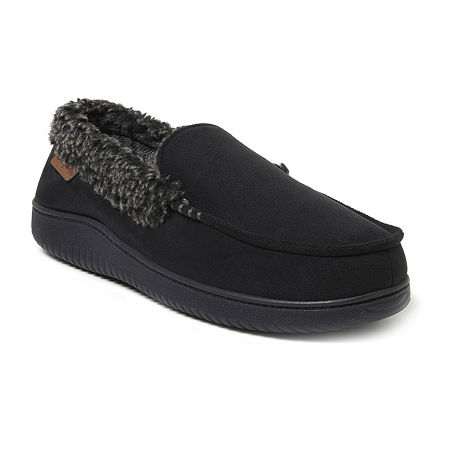 Dearfoams Mens Moccasin Slippers, X-large, Black