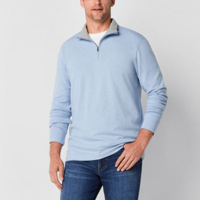 St. John's Bay Mens Mock Neck Long Sleeve Quarter-Zip Pullover