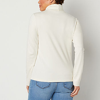 St. John's Bay Womens Long Sleeve Turtleneck | White | Womens Large | Shirts + Tops Turtlenecks | Essentials | Holiday Gifts