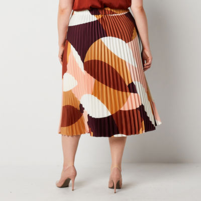 Worthington Womens Mid Rise Long Pleated Skirt Plus