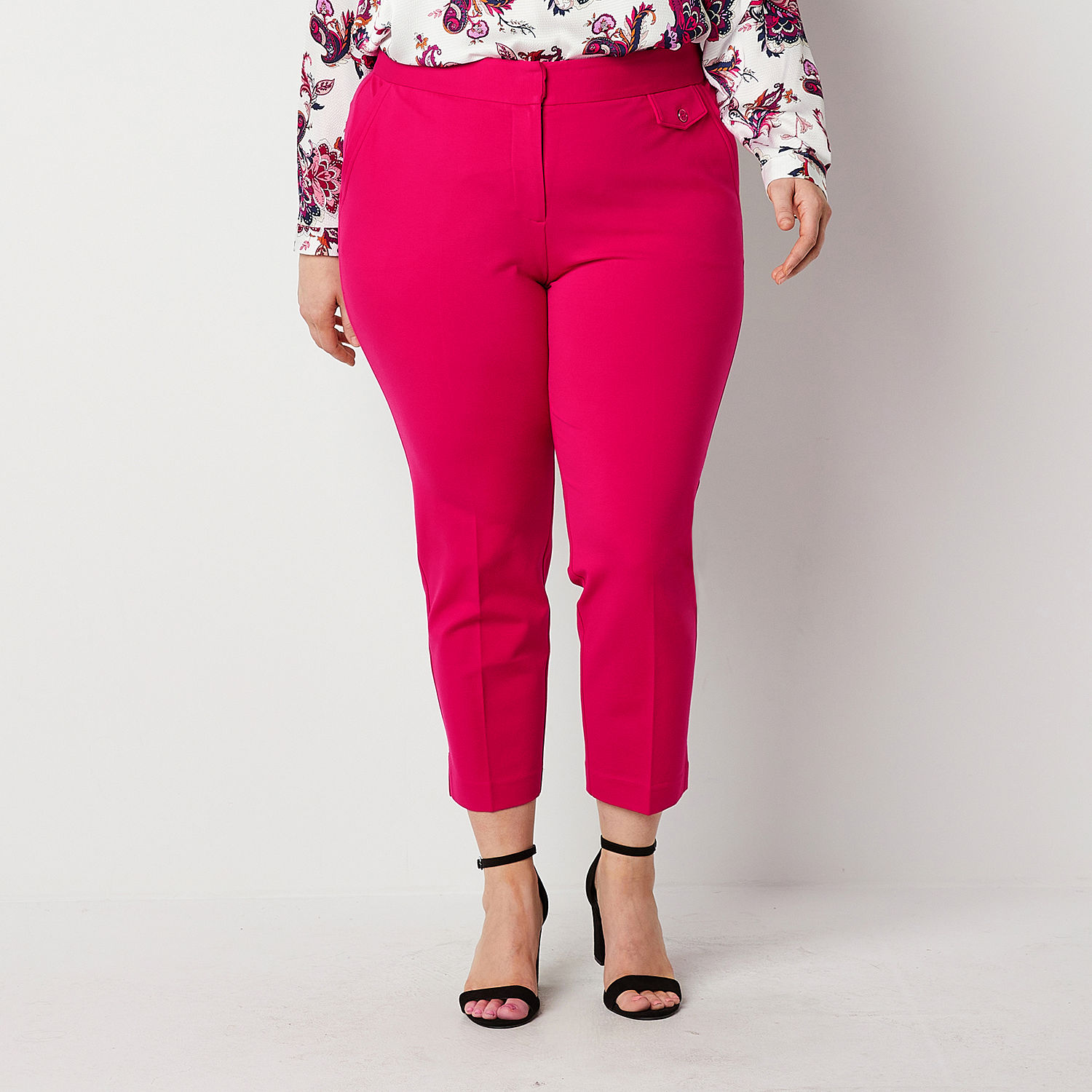 Liz Claiborne-Plus Womens Mid Rise Slim Fit Ankle Pant, Color: Jazzy ...