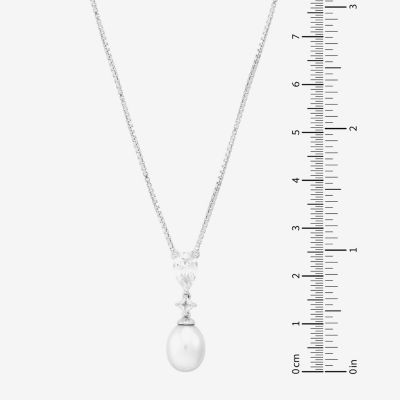 Womens Dyed White Cultured Freshwater Pearl Sterling Silver Pendant Necklace