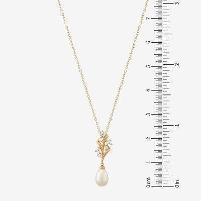 Womens White Cultured Freshwater Pearl 14K Gold Over Silver Sterling Silver Pendant Necklace