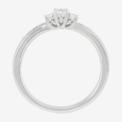 (H-I / Si1-Si2) Womens 1/4 CT. T.W. Lab Grown White Diamond Sterling Silver Round Side Stone Promise Ring