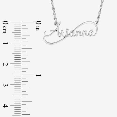 Womens 10K Gold White 18 Inch Name Necklace