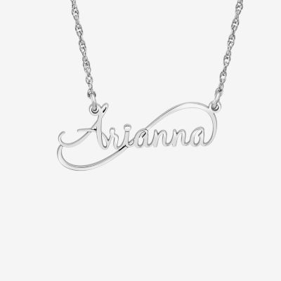 Womens 10K Gold White 18 Inch Name Necklace