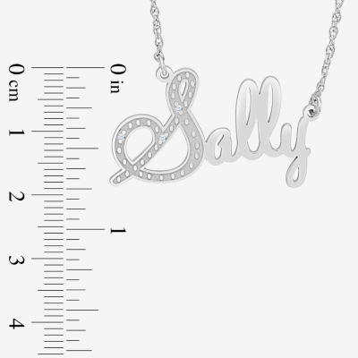 Womens Diamond Accent Natural White 10K Gold Name Necklace