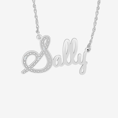 Womens Diamond Accent Natural White 10K Gold Name Necklace