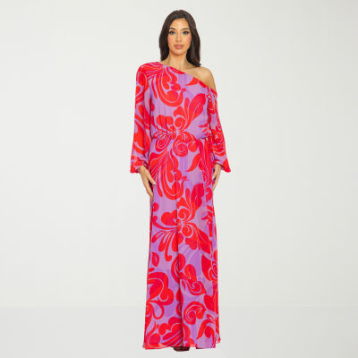 Premier Amour Womens Long Sleeve Floral Maxi Dress