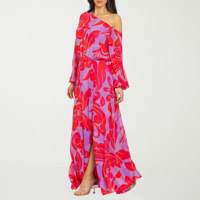 Premier Amour Womens Long Sleeve Floral Maxi Dress