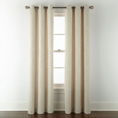 Broadhaven Seville Damask Jacquard Light-Filtering Grommet Top Single Curtain Panel