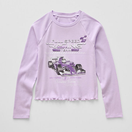 Thereabouts Little & Big Girls Round Neck Long Sleeve Graphic T-Shirt, 2x-large (20.5) Plus, Purple