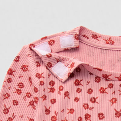 Thereabouts Little & Big Kid Girls Easy-on + Easy-off Round Neck Long Sleeve Adaptive T-Shirt