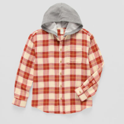 Thereabouts Little & Big Boys Hooded Long Sleeve Flannel Shirt