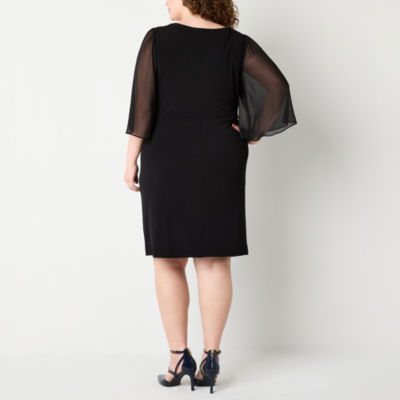 Connected Apparel Plus Womens Long Sleeve Sheath Dress