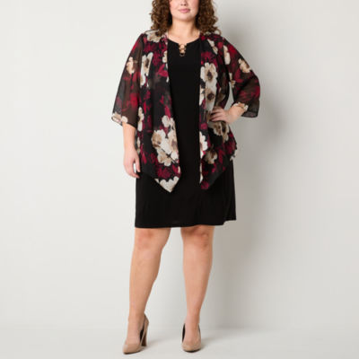 R & K Originals Plus Womens Faux-Jacket Dress